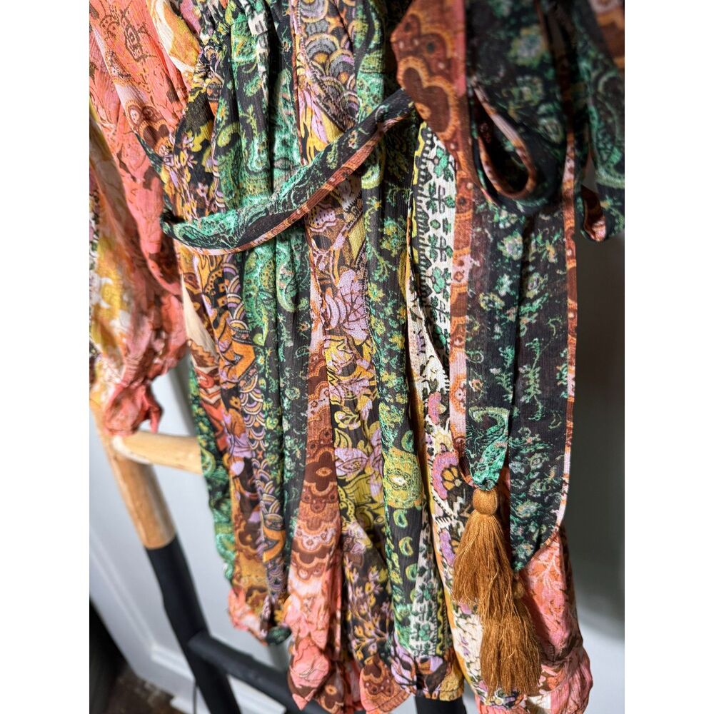 Vici Boho Patchwork Romper Womens Large Long Sleeve Paisley Floral Flowy - Picture 3 of 8